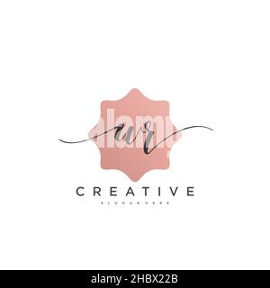 WR Initial handwriting minimalist geometric logo template vector art, Logo for business beauty, fashion, and other art Stock Vector