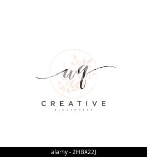 WQ Initial handwriting minimalist geometric logo template vector art, Logo for business beauty, fashion, and other art Stock Vector