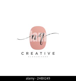 WQ Initial handwriting minimalist geometric logo template vector art, Logo for business beauty, fashion, and other art Stock Vector