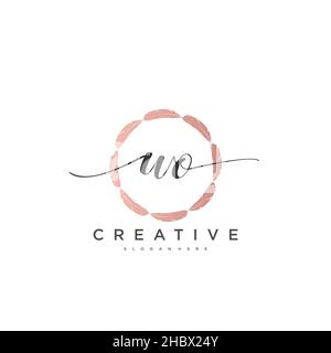 WO Initial handwriting minimalist geometric logo template vector art, Logo for business beauty, fashion, and other art Stock Vector