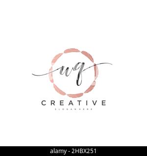 WQ Initial handwriting minimalist geometric logo template vector art, Logo for business beauty, fashion, and other art Stock Vector