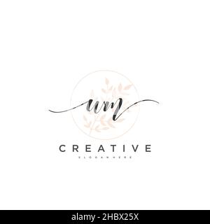 WM Initial handwriting minimalist geometric logo template vector art, Logo for business beauty, fashion, and other art Stock Vector