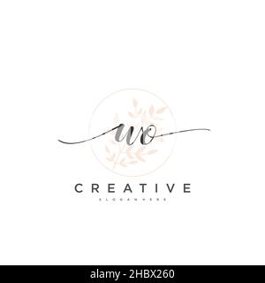 WO Initial handwriting minimalist geometric logo template vector art, Logo for business beauty, fashion, and other art Stock Vector