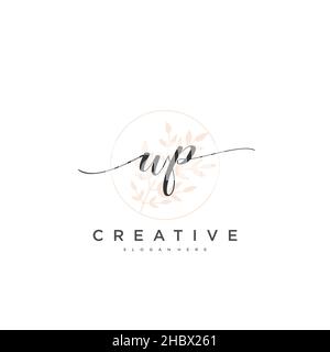 WP Initial handwriting minimalist geometric logo template vector art, Logo for business beauty, fashion, and other art Stock Vector
