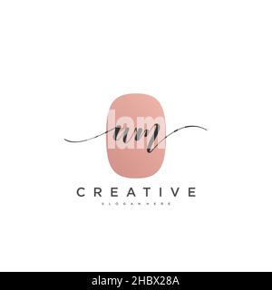 WM Initial handwriting minimalist geometric logo template vector art, Logo for business beauty, fashion, and other art Stock Vector