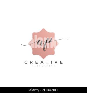 WP Initial handwriting minimalist geometric logo template vector art, Logo for business beauty, fashion, and other art Stock Vector