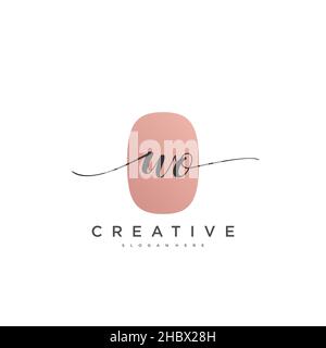 WO Initial handwriting minimalist geometric logo template vector art, Logo for business beauty, fashion, and other art Stock Vector