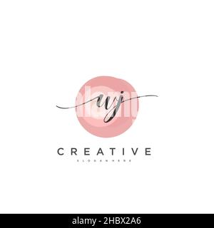 WJ Initial handwriting minimalist geometric logo template vector art, Logo for business beauty, fashion, and other art Stock Vector