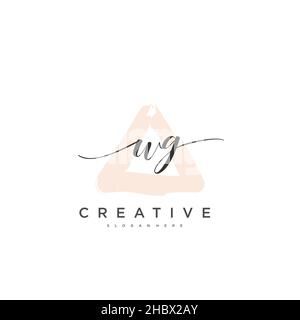 WG Initial handwriting minimalist geometric logo template vector art, Logo for business beauty, fashion, and other art Stock Vector