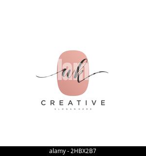 WK Initial handwriting minimalist geometric logo template vector art, Logo for business beauty, fashion, and other art Stock Vector