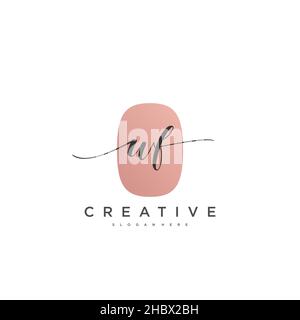 WF Initial handwriting minimalist geometric logo template vector art, Logo for business beauty, fashion, and other art Stock Vector