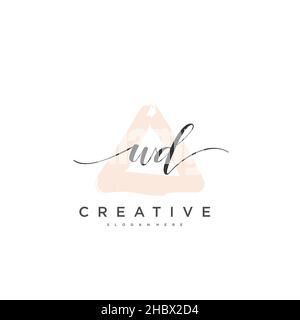 WD Initial handwriting minimalist geometric logo template vector art, Logo for business beauty, fashion, and other art Stock Vector