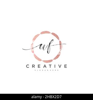 WF Initial handwriting minimalist geometric logo template vector art, Logo for business beauty, fashion, and other art Stock Vector