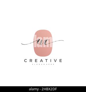 WC Initial handwriting minimalist geometric logo template vector art, Logo for business beauty, fashion, and other art Stock Vector