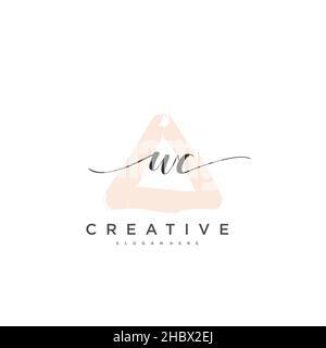 WC Initial handwriting minimalist geometric logo template vector art, Logo for business beauty, fashion, and other art Stock Vector