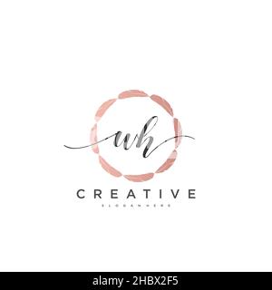 WH Initial handwriting minimalist geometric logo template vector art, Logo for business beauty, fashion, and other art Stock Vector