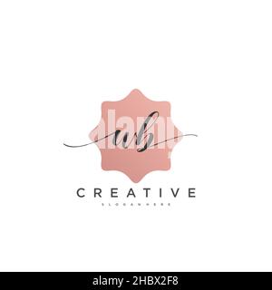 WB Initial handwriting minimalist geometric logo template vector art, Logo for business beauty, fashion, and other art Stock Vector