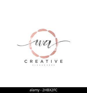 WA Initial handwriting minimalist geometric logo template vector art, Logo for business beauty, fashion, and other art Stock Vector