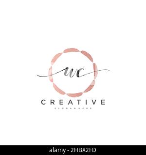 WC Initial handwriting minimalist geometric logo template vector art, Logo for business beauty, fashion, and other art Stock Vector