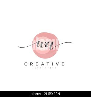 WA Initial handwriting minimalist geometric logo template vector art, Logo for business beauty, fashion, and other art Stock Vector