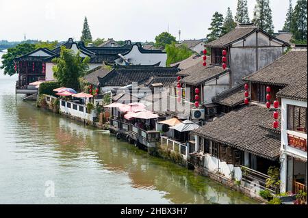 Zhujiajiao Ancient Water Town, a historic village and famous tourist destination in the Qingpu District of Shanghai, China Stock Photo