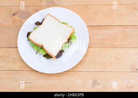 sandwich ham in the white dish Stock Photo