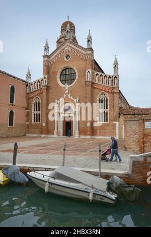 the facade of Madonna dell'Orto church in the sestiere of Cannaregio Stock Photo