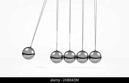 Newton's cradle pendulum with swinging spheres metal balls 3d realistic ...