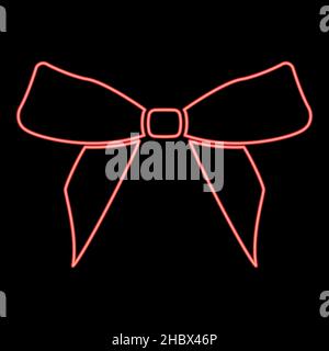 Neon bow red color vector illustration image flat style light Stock Vector