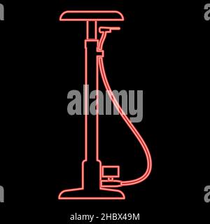 Neon bicycle pump red color vector illustration image flat style light Stock Vector