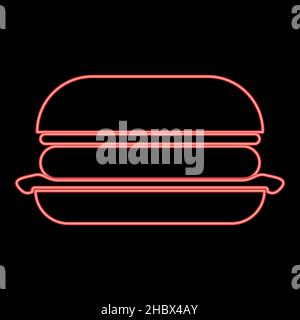 Neon burger red color vector illustration image flat style light Stock Vector
