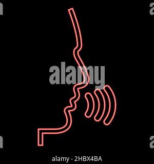 Neon head speaking man red color vector illustration image flat style light Stock Vector