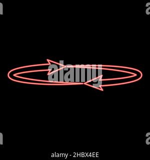 Neon two arrows on the . angle 360 red color vector illustration image flat style light Stock Vector