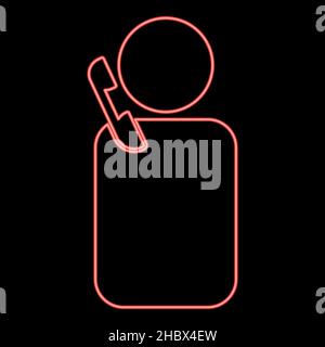 Neon man with telephone red color vector illustration image flat style light Stock Vector