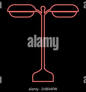Neon street light or lamp red color vector illustration image flat style light Stock Vector