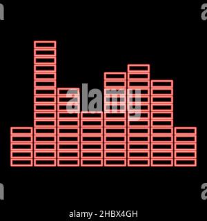 Neon music equalizer red color vector illustration image flat style light Stock Vector