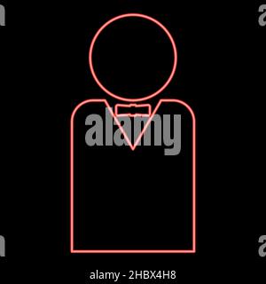 Neon man with bow tie red color vector illustration image flat style light Stock Vector