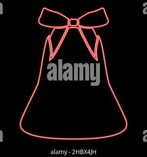 Neon bell with bow ribbon red color vector illustration image flat style light Stock Vector