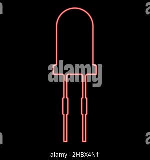 Neon light diode red color vector illustration image flat style light Stock Vector