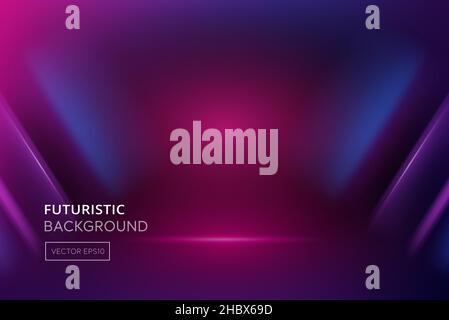 Futuristic abstract gradient dark purple room background Stock Vector