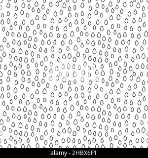 Water drop hand drawn seamless pattern, black and white texture. Stock Vector
