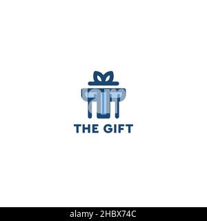 Minimalist design The Gift surprise logo design Stock Vector