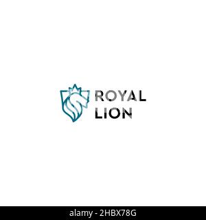Minimalist design Royal Lion Strong logo design Stock Vector