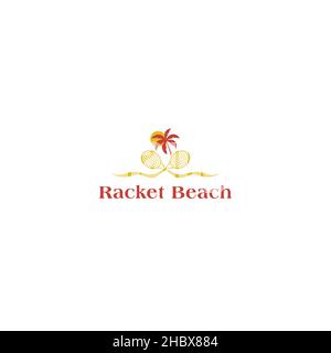 Modern design colorful Racket Beach logo design Stock Vector