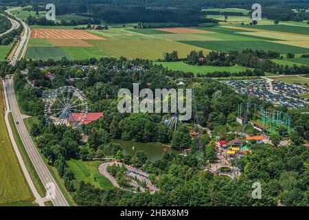 Aerial view to a amusement park in bavaria Stock Photo