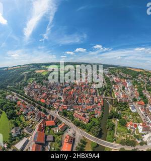 Aerial view to Creglingen in northeastern part of Baden-Württemberg Stock Photo