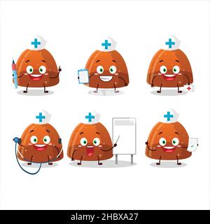 Doctor profession emoticon with orange jelly gummy candy cartoon character. Vector illustration Stock Vector