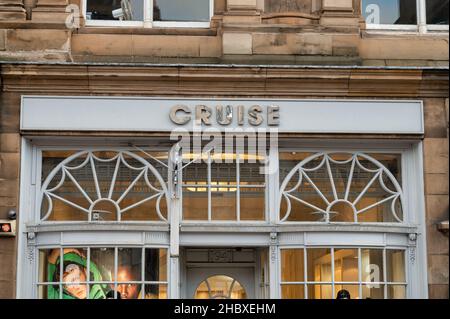 Edinburgh, Scotland- Nov 21, 2021:  The sign for Cruise clothing store in Edinburgh. Stock Photo