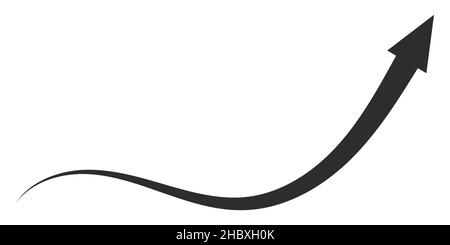 Curved directional arrow rising trend in stock exchange, flowing arrow pointing to an increase in level asset value stock illustration Stock Vector