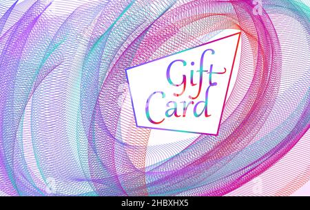 Purple, blue, turquoise line art swirl pattern, net. Abstract waveform, circle effect. Squiggly curves. Gift card design. Vector background. EPS10 Stock Vector